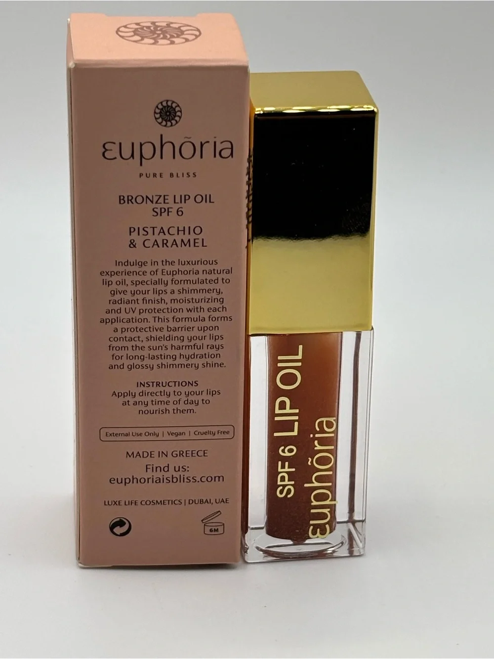 Euphoria Sunglow Bronze Lip Oil SPF 6 Pistachio Caramel 5ml